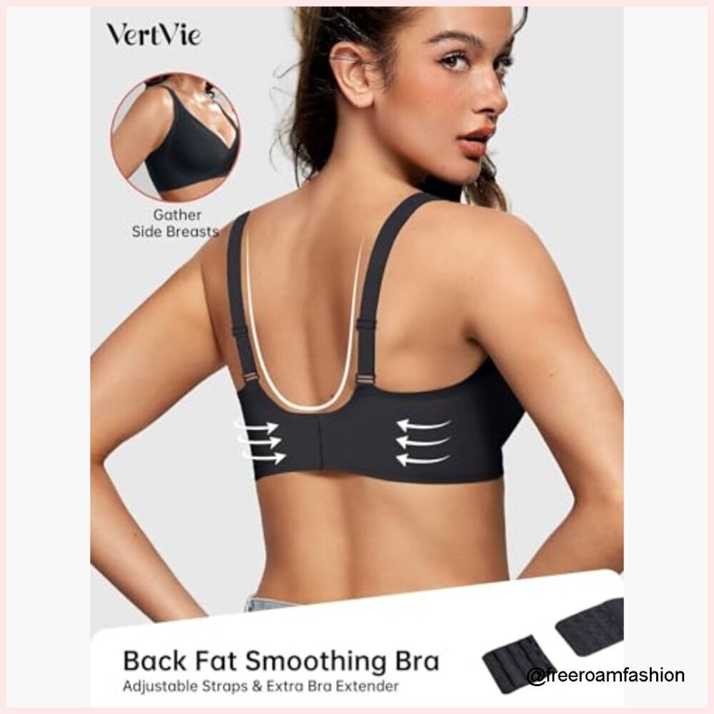 Wireless Push Up Plunge Bra Seamless Full Coverage Bralette Supportive View 3